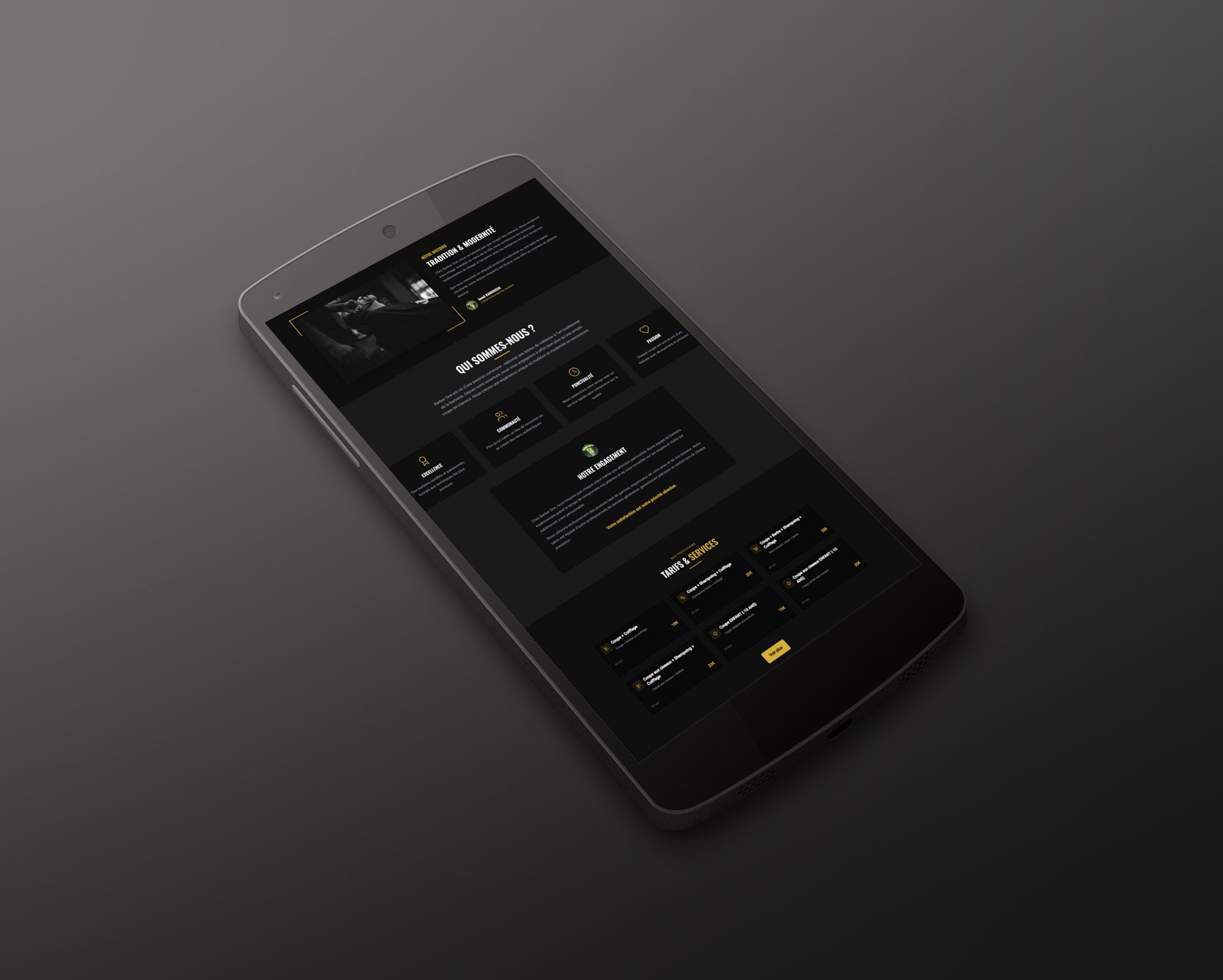 Maquette mobile Coiffeur/Barber — Fibonacci Studio