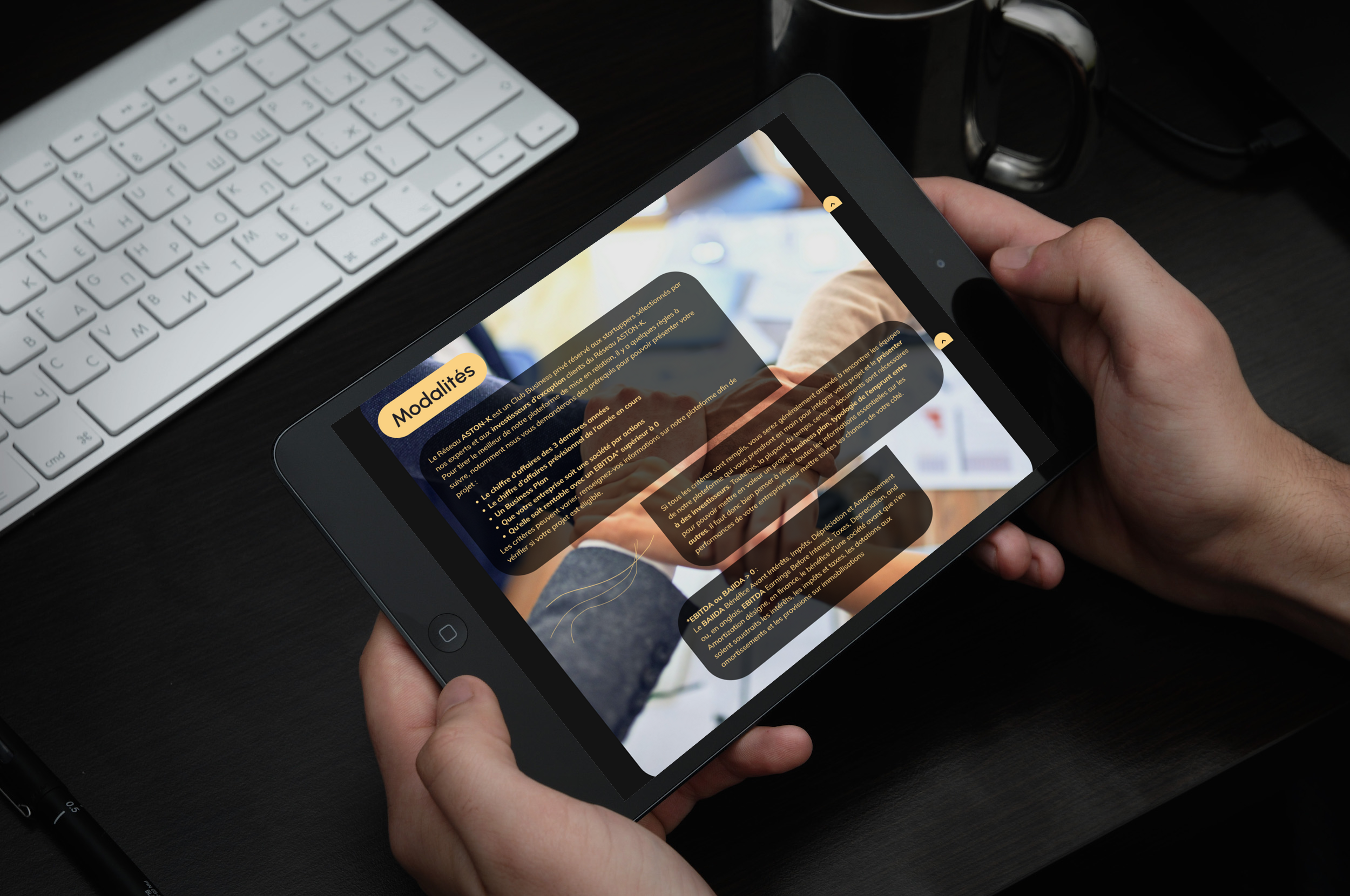 Maquette tablet Financement/Conseil — Fibonacci Studio