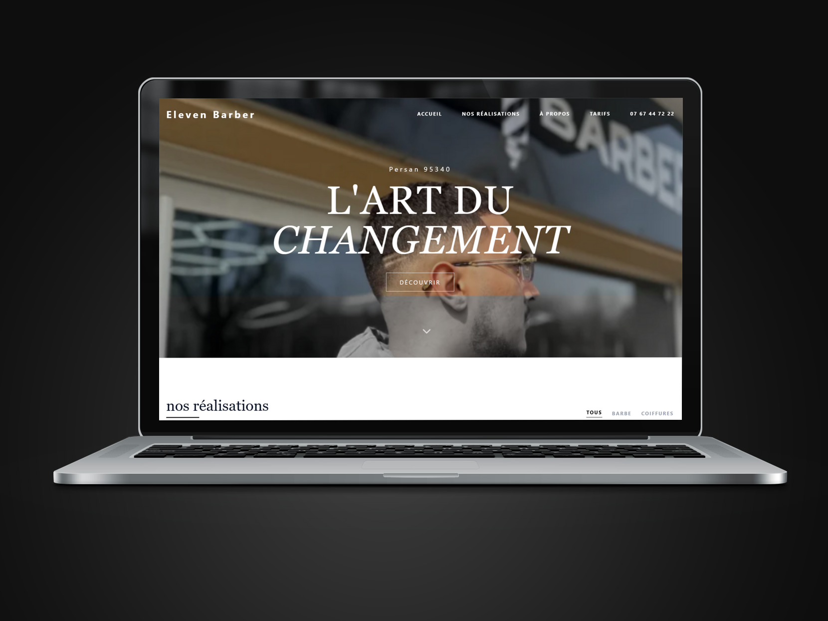 Maquette desktop Coiffeur/Barber — Fibonacci Studio